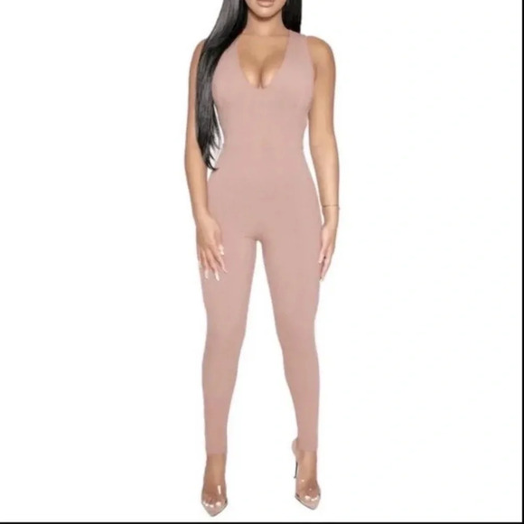 NWOT Naked Wardrobe Snatched Jumpsuit Brown Small - Picture 2 of 5